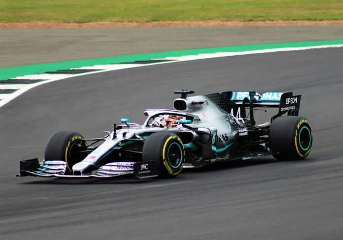 Mercedes F1 car driven by Lewis Hamilton